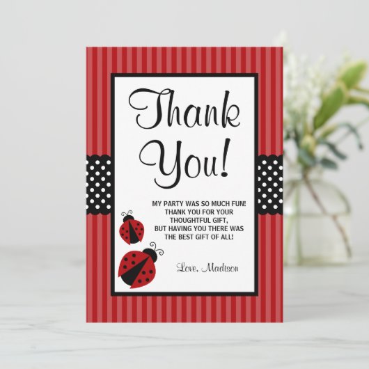 Rood en zwart tapijt gestripte Stippen van zaterda Bedankkaart (Staand voorkant)