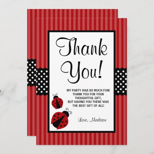 Rood en zwart tapijt gestripte Stippen van zaterda Bedankkaart (Voorkant / Achterkant)