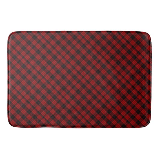 Rood en zwart Tartan Badmat (Voorkant)