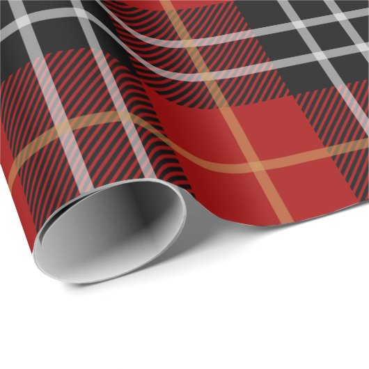 Rood en zwart Tartan Gingham Check Patroon Cadeaupapier (Rol Hoek)