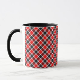 Rood en zwart Tartan Mok