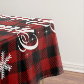 Rood en zwart Tartan Snowflake Kerstmis T Tafelkleed (Voorbeeld)
