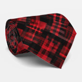 Rood en zwart tartanpatroon stropdas (Opgerold)