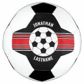 Rood en Zwart Team Kleuren Aangepaste Naam Voetbal (Voorkant)