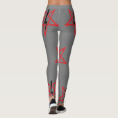 Rood en zwart teken van Anton LaVey op grijs Leggings (Achterkant)