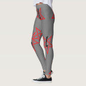 Rood en zwart teken van Anton LaVey op grijs Leggings (Links)