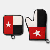 Rood en zwart Texas State Flag Ovenwant & Pannenlap Set (Voorkant)