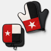Rood en zwart Texas State Flag Ovenwant & Pannenlap Set (Voorkant / Achterkant)
