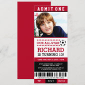 Rood en zwart Ticket Birthday Invites Kaart (Voorkant / Achterkant)