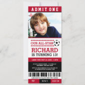 Rood en zwart Ticket Birthday Invites Kaart (Voorkant)