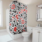 Rood en zwart tiendy modern kunstdeco douchegordijn (In situ)