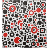 Rood en zwart tiendy modern kunstdeco douchegordijn (Voorkant)