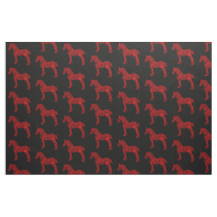 Rood en zwart trekpaard silhouet stof