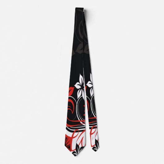 Rood en zwart Tribal Print Stropdas (Voorkant)