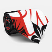 Rood en zwart Tribal Print Stropdas (Opgerold)