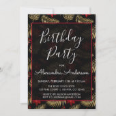 Rood en zwart Tropisch Blad Elk Leeftijd Verjaarda Kaart (Voorkant)