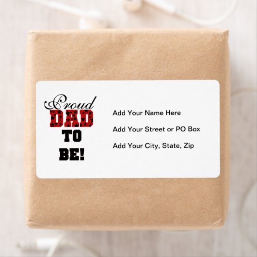 Rood en Zwart Trots Papa om geschenken te zijn Etiket (Insitu)