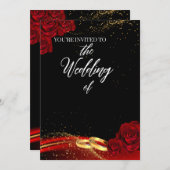 Rood en Zwart Trouw Uitnodiging (Voorkant / Achterkant)