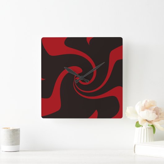 Rood en zwart Twist Vierkante Klok (Huis)