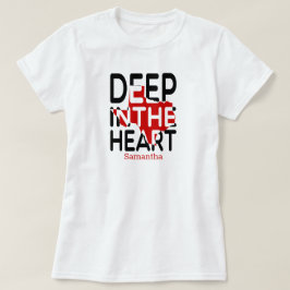 Rood en zwart TX State Cutout Deep in hart T-shirt