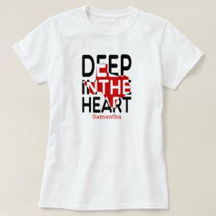 Rood en zwart TX State Cutout Deep in hart T-shirt