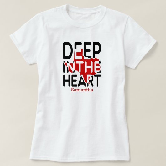 Rood en zwart TX State Cutout Deep in hart T-shirt (Design voorkant)