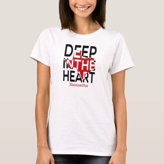 Rood en zwart TX State Cutout Deep in hart T-shirt (Voorkant)