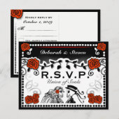 Rood en zwart Union of Souls Wedding RSVP Briefkaa Uitnodiging Briefkaart (Voorkant / Achterkant)