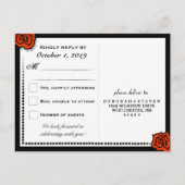 Rood en zwart Union of Souls Wedding RSVP Briefkaa Uitnodiging Briefkaart (Achterkant)