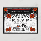 Rood en zwart Union of Souls Wedding RSVP Briefkaa Uitnodiging Briefkaart (Voorkant)