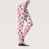 Rood en Zwart Valentijns harten Patroon Leggings (Rechts)