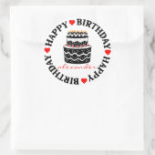 Rood en Zwart Verjaardagstaart Ronde Sticker (Tas)