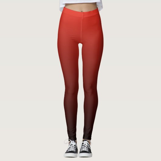 Rood en zwart verloop moderne trendy leggings (Voorkant)