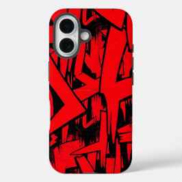 Rood en zwart verspreid iPhone 16 hoesje