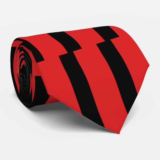 Rood en zwart, verticaal gestreept Stropdas (Opgerold)