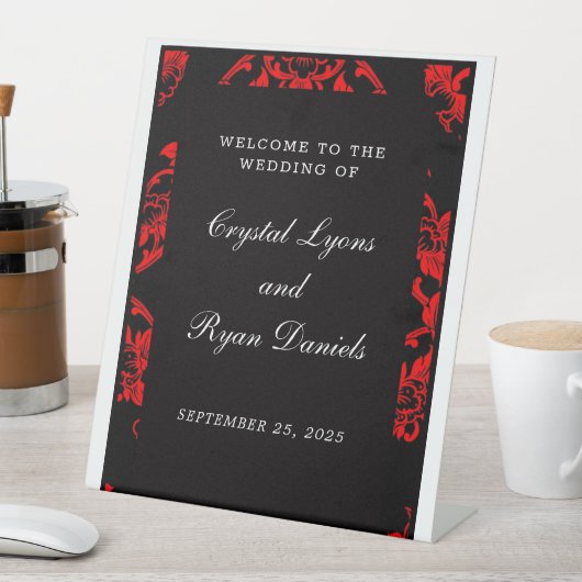 Rood en zwart Victoriaans bruiloft (variant 2) Reclamebord Met Voetstuk (Insitu)