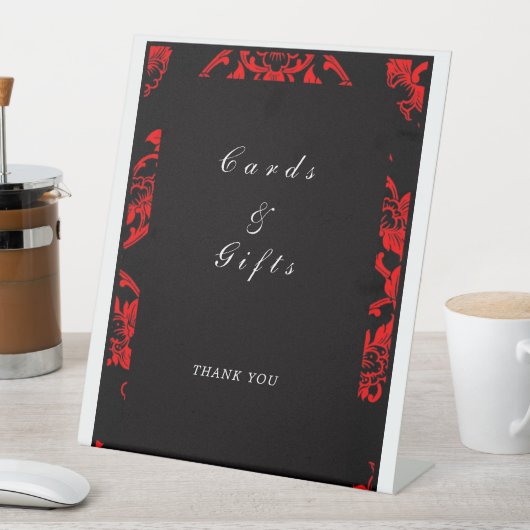 Rood en zwart Victoriaans bruiloft (variant 2) Reclamebord Met Voetstuk (Insitu)