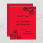 Rood en zwart, vier x5 flat-dank bedankkaart (Voorkant / Achterkant)