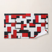 Rood en zwart vierkant patroon met een witte achte bad handdoek (Handdoek)