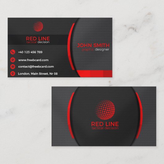 Rood en zwart visitekaartjes sjabloon (Voorkant / Achterkant)