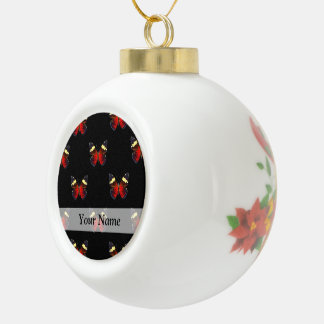 Rood en zwart vlinderpatroon keramische bal ornament