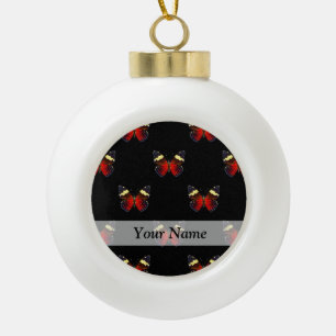 Rood en zwart vlinderpatroon keramische bal ornament