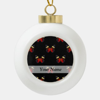 Rood en zwart vlinderpatroon keramische bal ornament