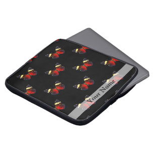 Rood en zwart vlinderpatroon laptop sleeve