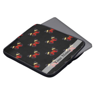 Rood en zwart vlinderpatroon laptop sleeve