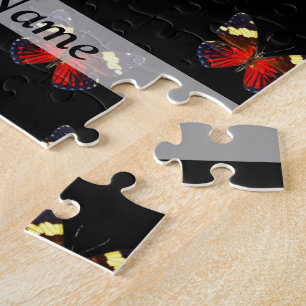 Rood en zwart vlinderpatroon legpuzzel