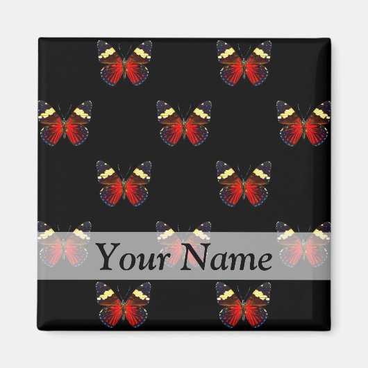 Rood en zwart vlinderpatroon magneet (Voorkant)