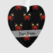 Rood en zwart vlinderpatroon ornament (voorkant)