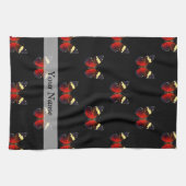 Rood en zwart vlinderpatroon theedoek (Horizontaal)