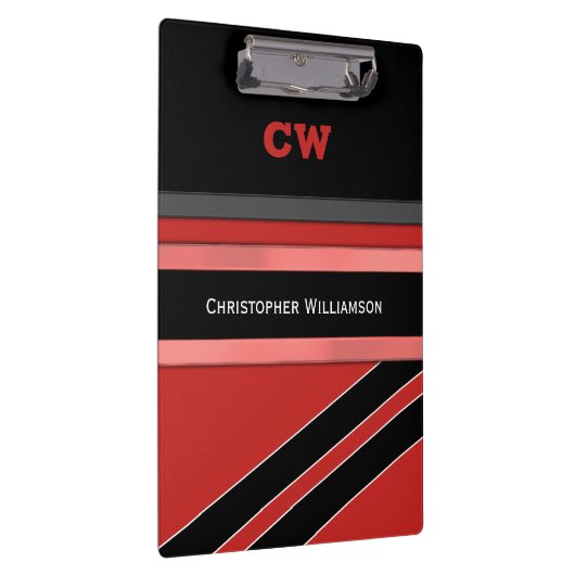 Rood en zwart voegen naam initiaal kantoor toe klembord (Rechts)